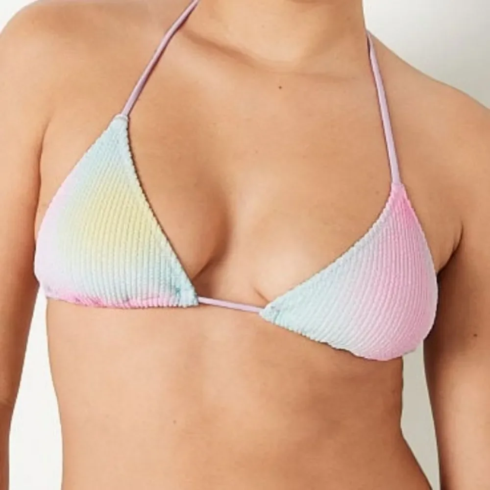 Victoria's Secret PINK CRINKLE TRIANGLE BIKINI TOP Sky Blur Pastel